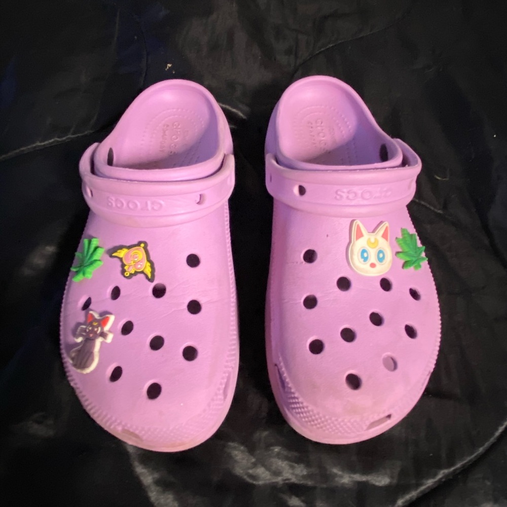 Platform Lavender Crocs with Jibbitz